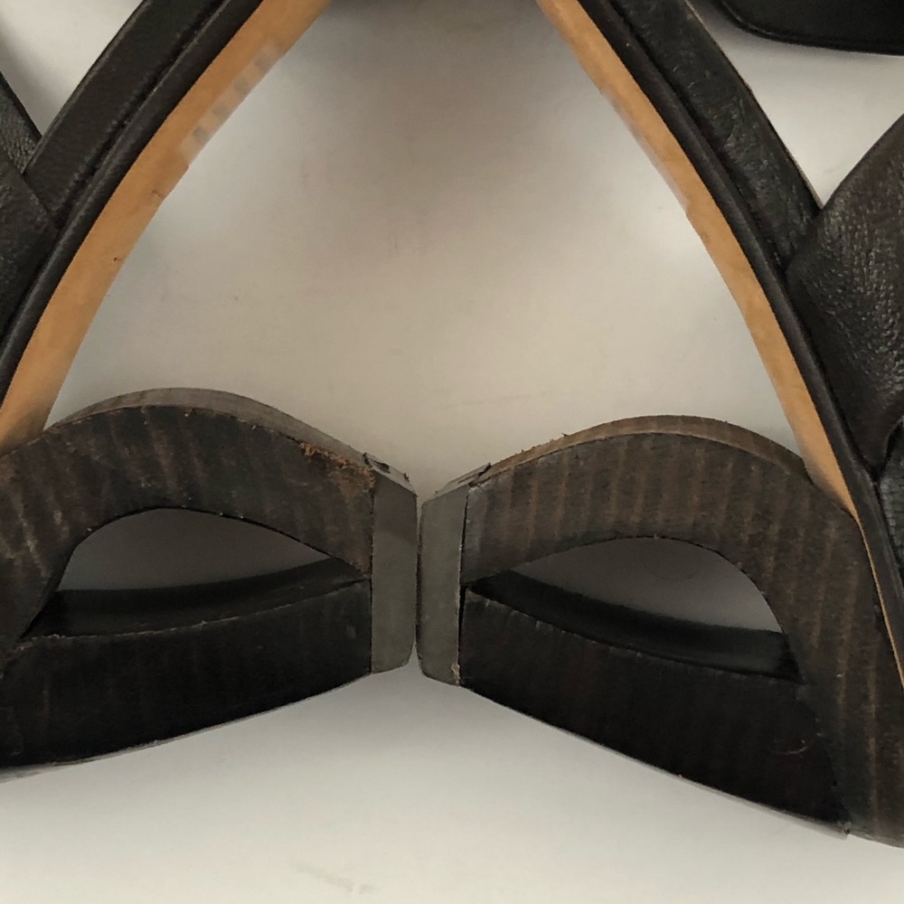 Audley London Sandals Womens 9.5 Brown Strappy Leather Cutout Heels Slingback - Picture 8 of 13
